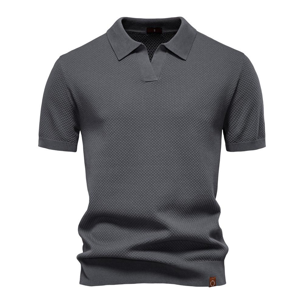 2026Summer High Quality European Size Pineapple Wool Polo Shirt Men's Business Seagull Collar Men…