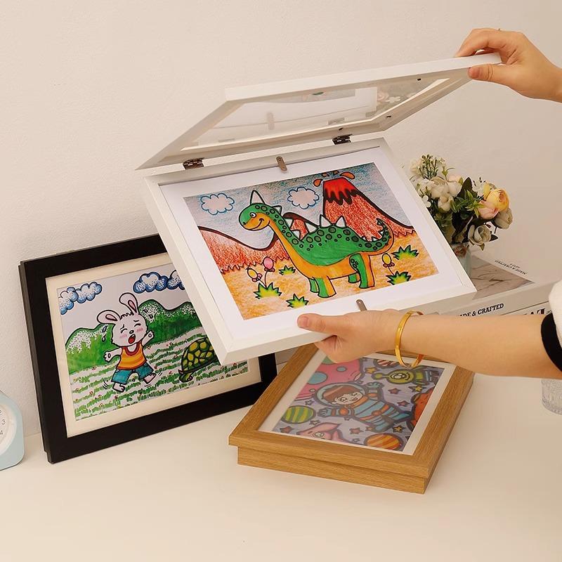 Flip-top Childrens Art Display Frame With Magnetic Storage For KidsArt