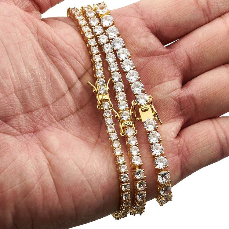 Mens Gold-Plated Micro-Inlaid Zircon Copper Bracelet And Necklace