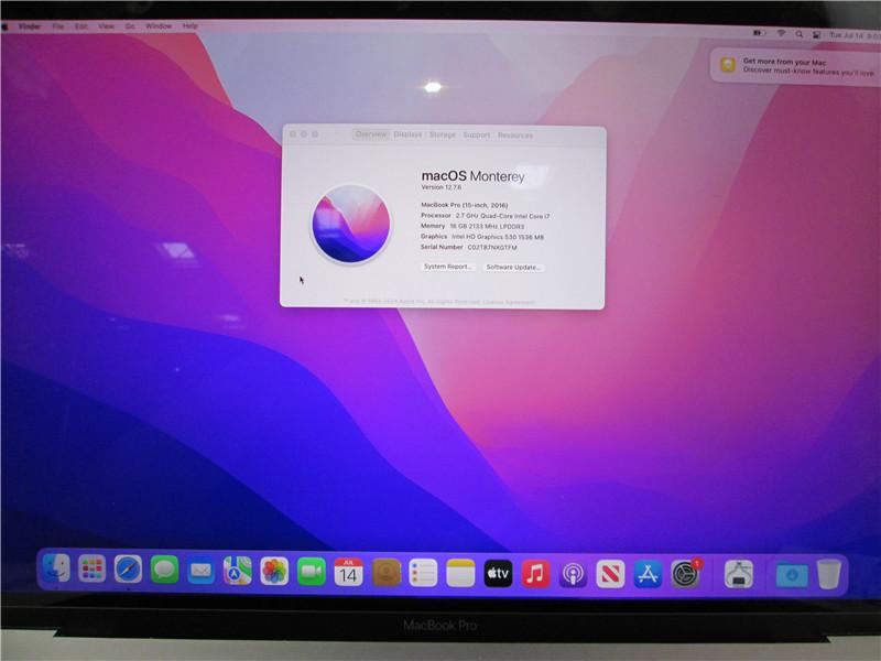 Apple MacBook Pro A1707 Laptop i7-6820HQ 2.7GHz 16GB 512GB SSD macOS Big Sur