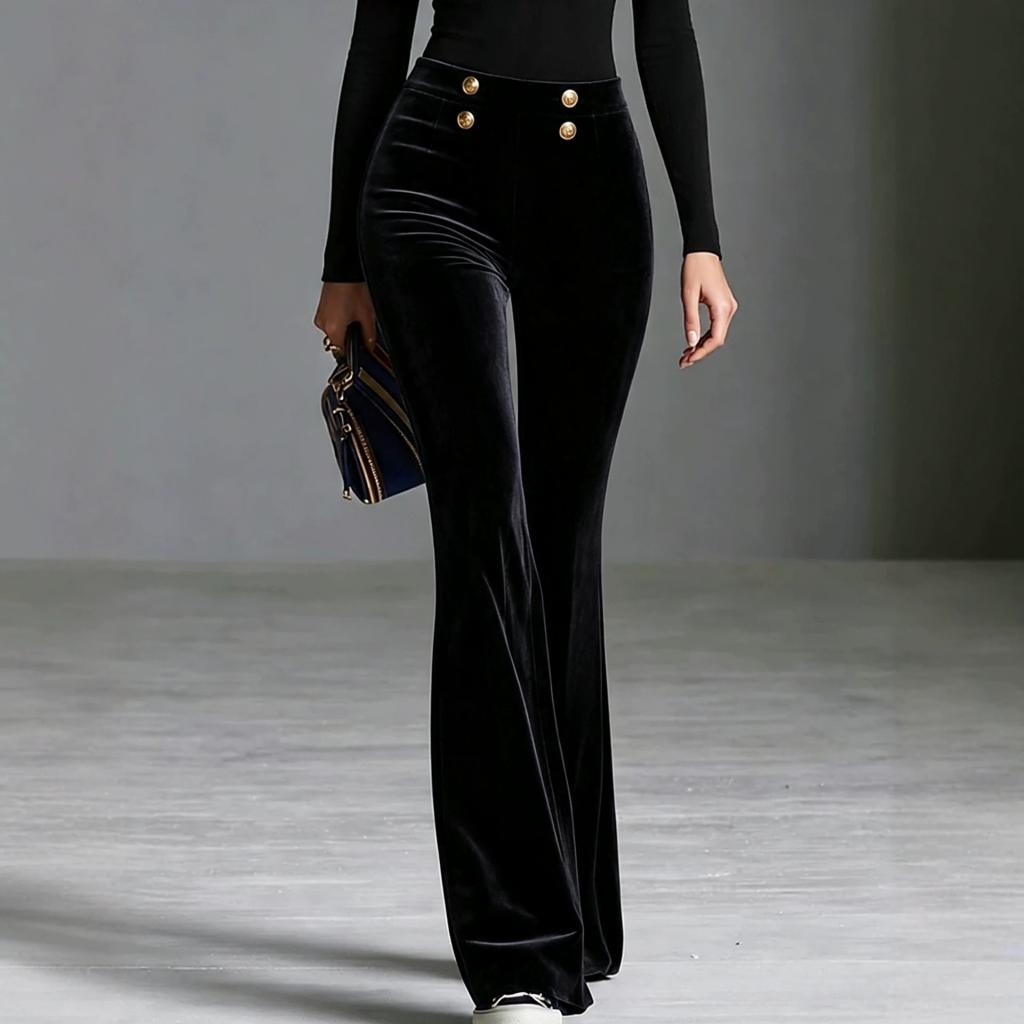 Velvet Wide-leg Womens Pants That Are Figure-flattering
