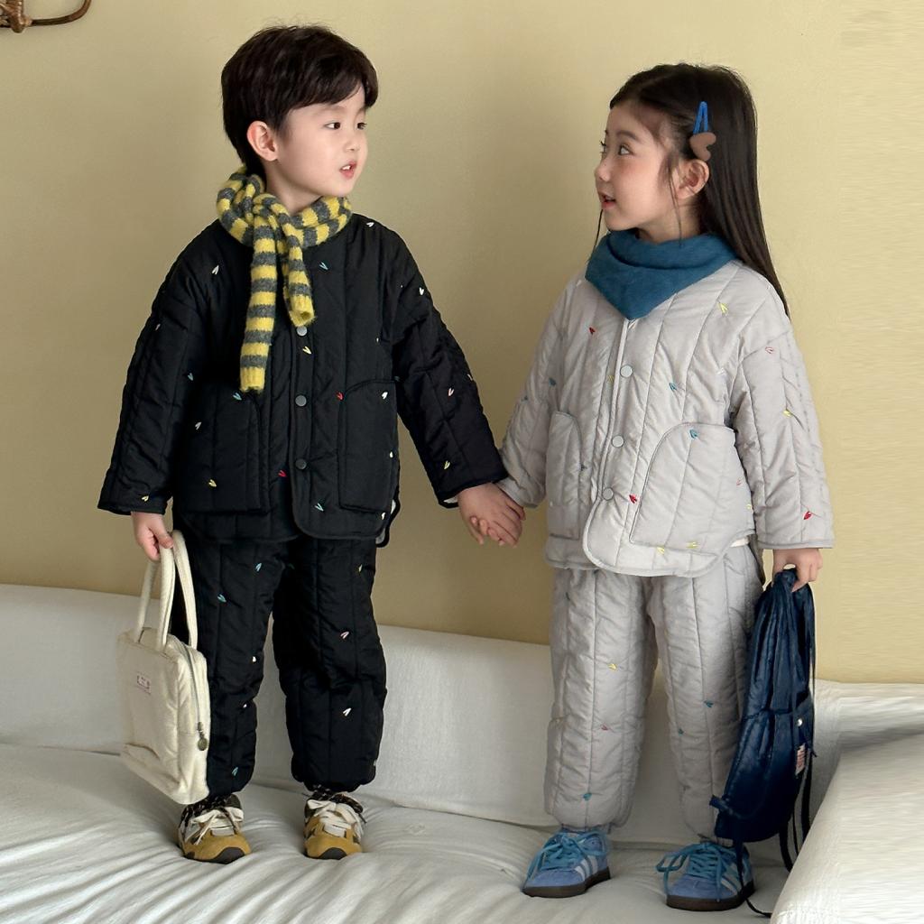 Childrens Cotton-padded Set Fleece-lined Warm Clothing