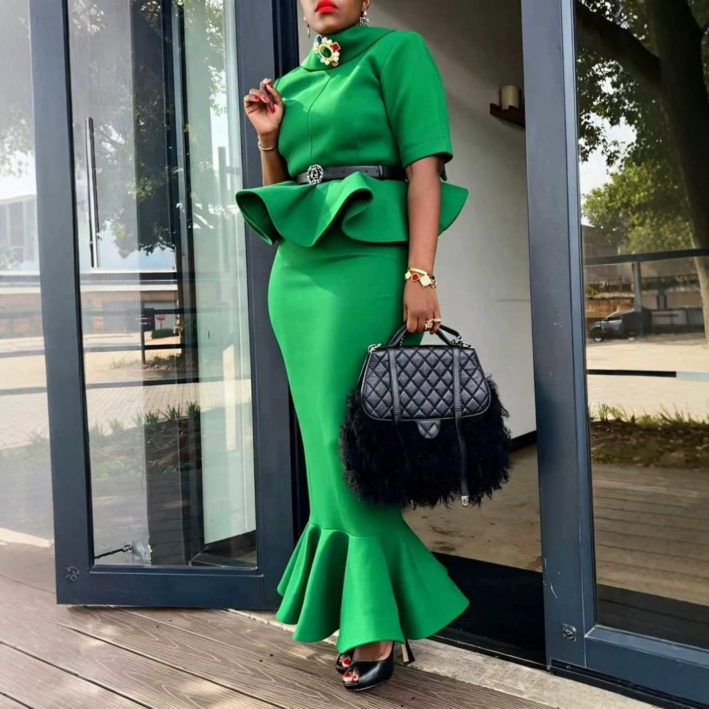 Fashionable Womens Top And Fishtail Skirt Set