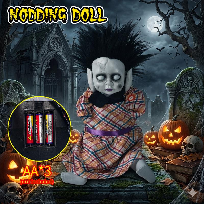 Halloween Horror Doll With Raised Head, Scary And Terrifying, Glowing And Sound-Making, Escape Ro…