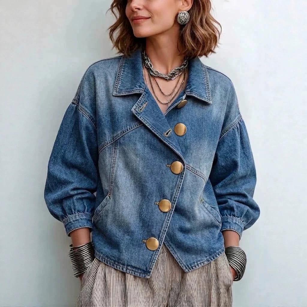 Loose-fitting Versatile Long-sleeve Jacket With A Lapel Collar