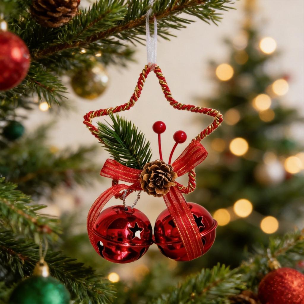 Christmas Pentagram Cutout Bell Ornament