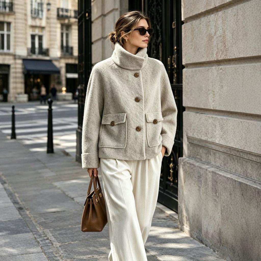 Turtleneck Plush Coat Women's Top