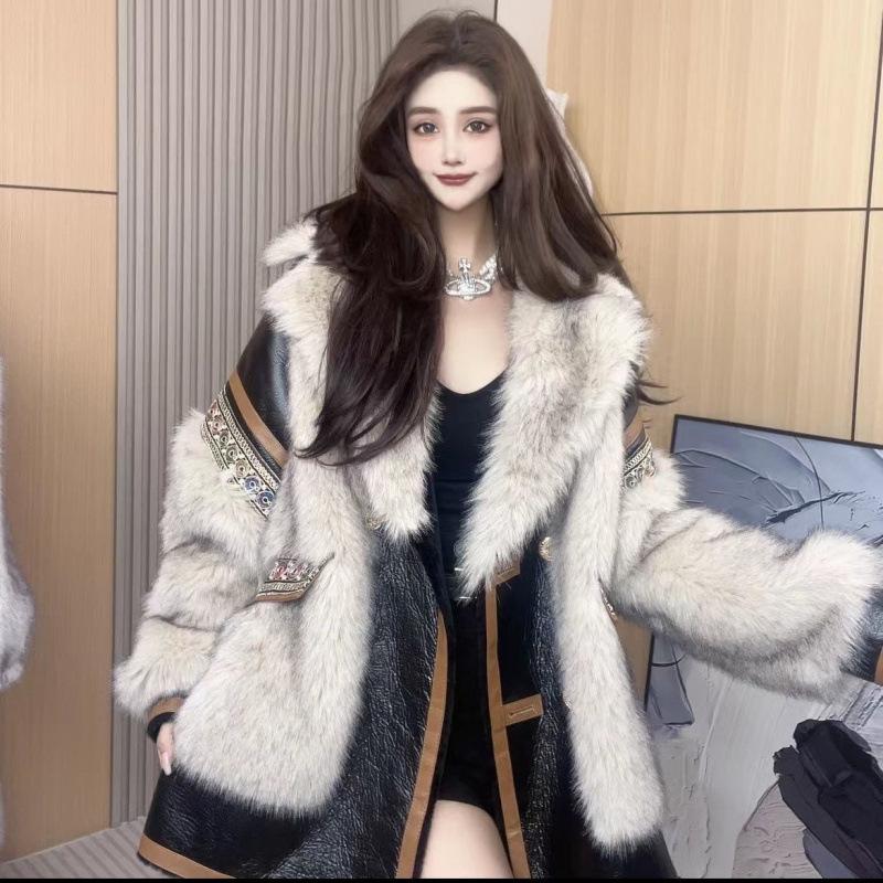 Ethnic-style Elegant Coat Winter Fur And Fluffy Overcoat