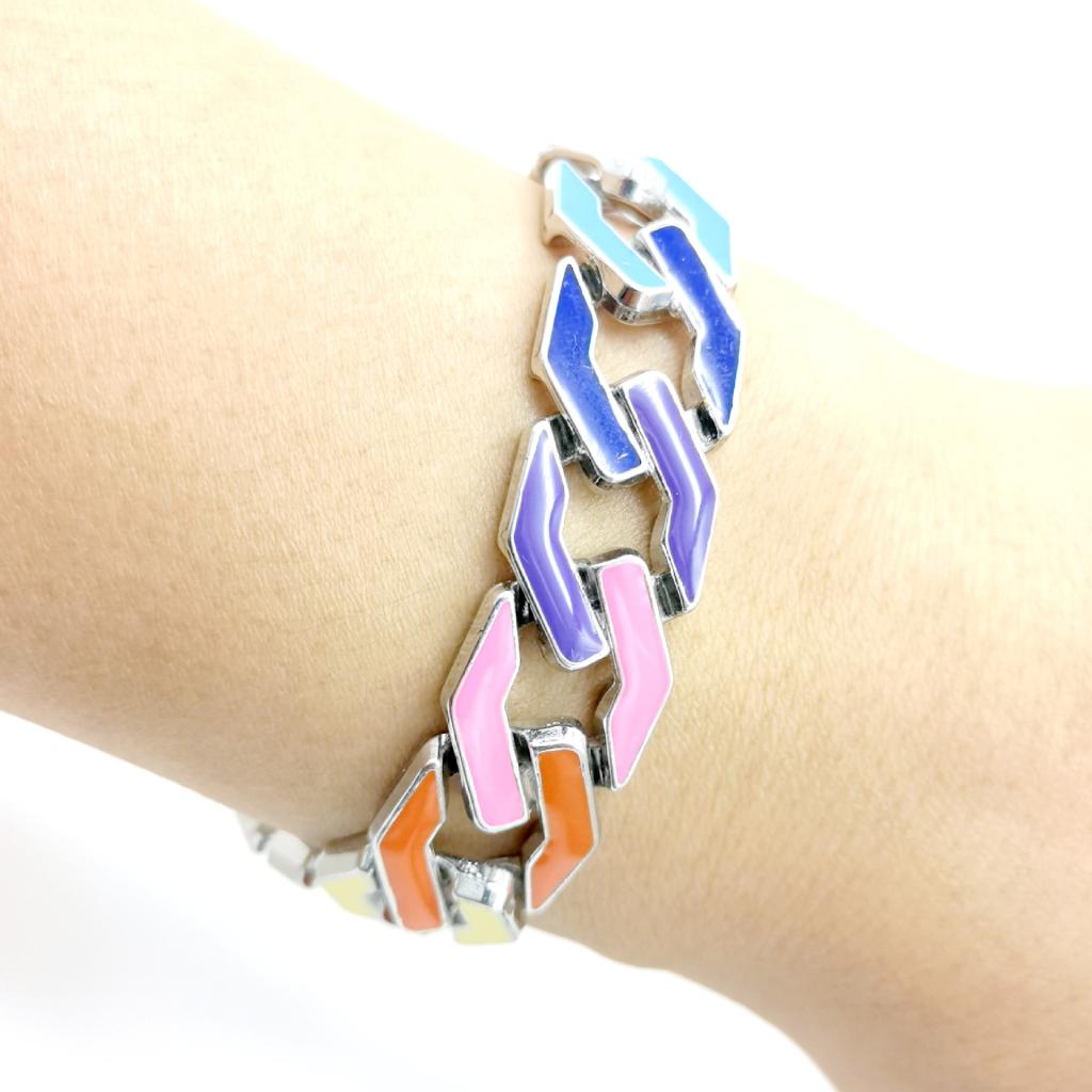 欧米エナメルブレスレット レインボーダイヤモンドシェイプ