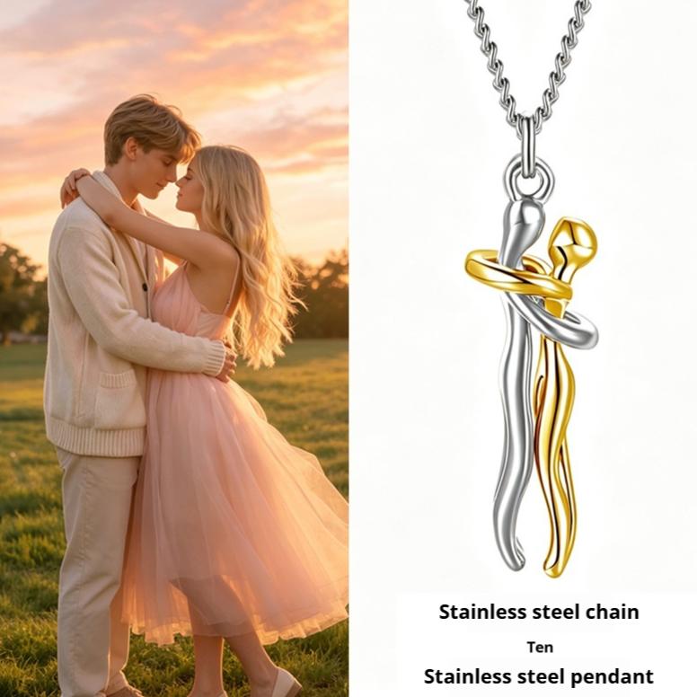 Creative Couple Hug Stainless Steel Necklace For Women
