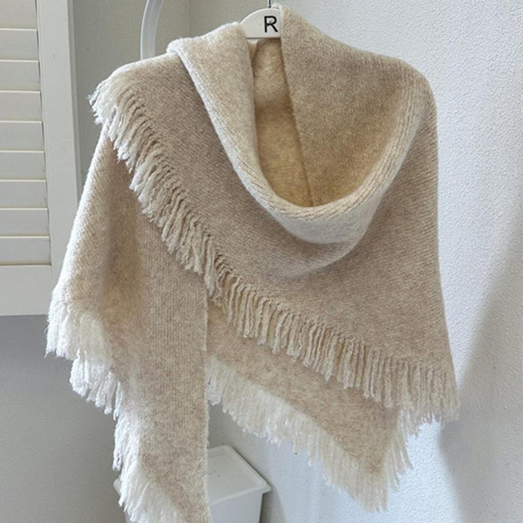 Women's Wool Shawl With Tassels Wearable As A Scarf